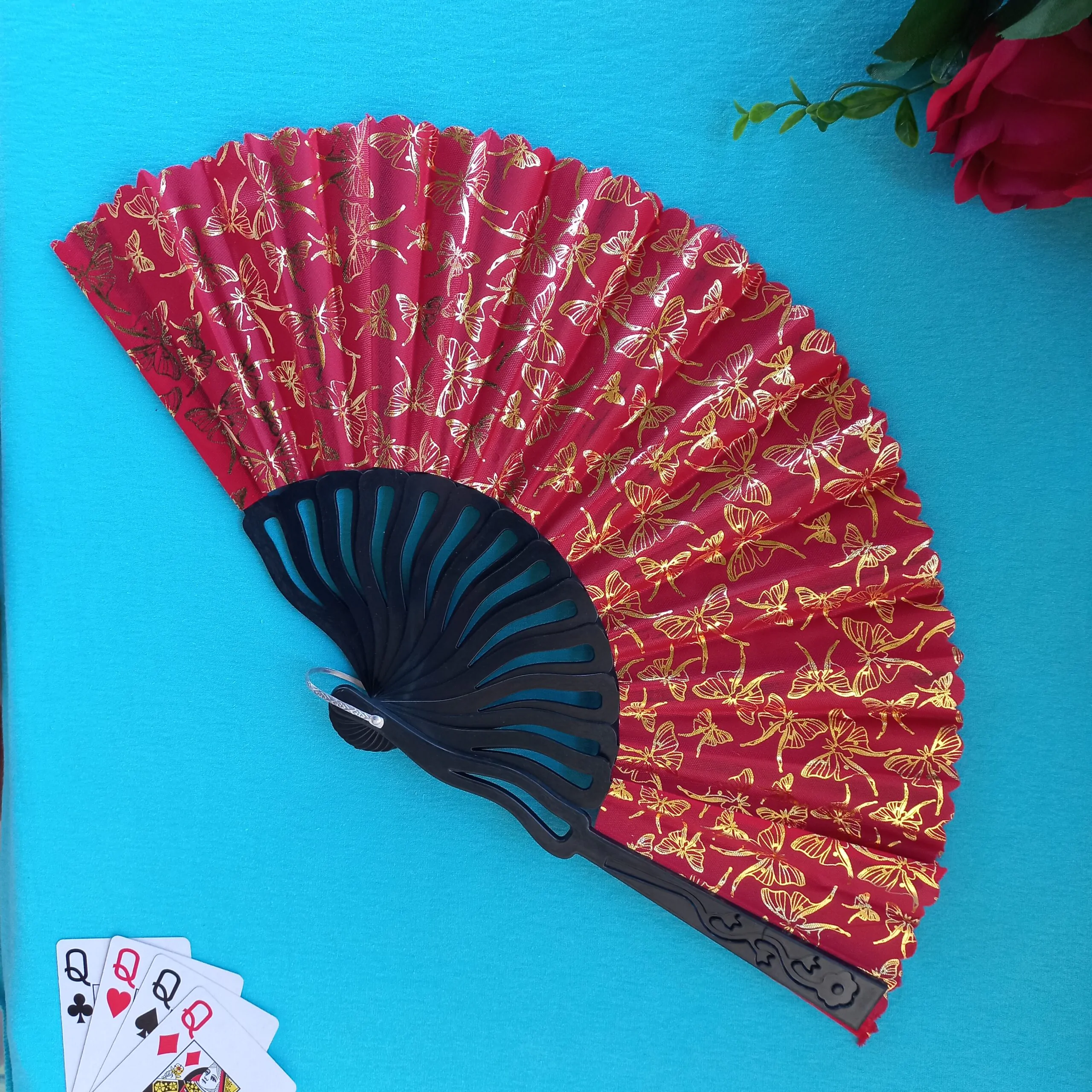 Leque Pomba-Gira leque de poba-gira, leque de cigana, leque vermelho